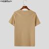 INCERUN Summer Men Short Sleeve Casual Texture Henley Tops T-shirts
