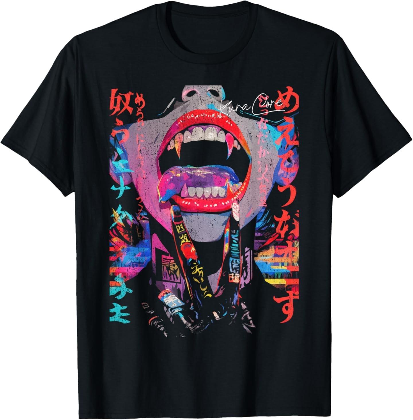 Japanese Streetwear Cyberpunk Y2K Retro Techwear Manga Anime 100% Cotton T-shirt Mens Tees Top 2 2XL