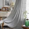 Cotton And Linen Knitted Jacquard Living Room Bedroom Window Beige Tassel Blackout Valance Decorative Shading Curtain