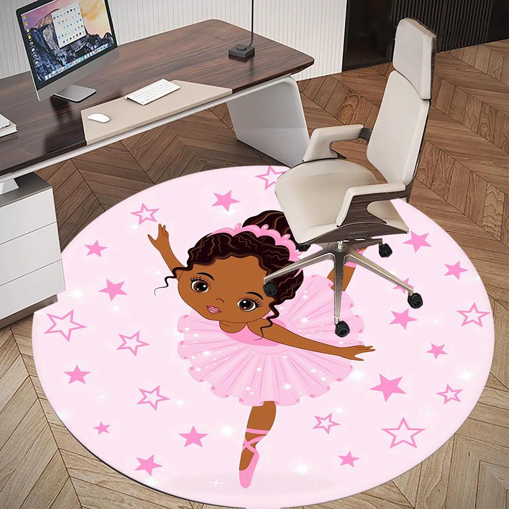 1pc Ballerina, Stars Round Chair mat Area Rug - Non-Slip, Floor Mat for Office, Bedroom, Ideal home decor Christmas Gift p0811445