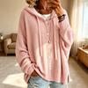 Women's Color Hooded Knit Cardigan with Buttons for Casual Daily Wear