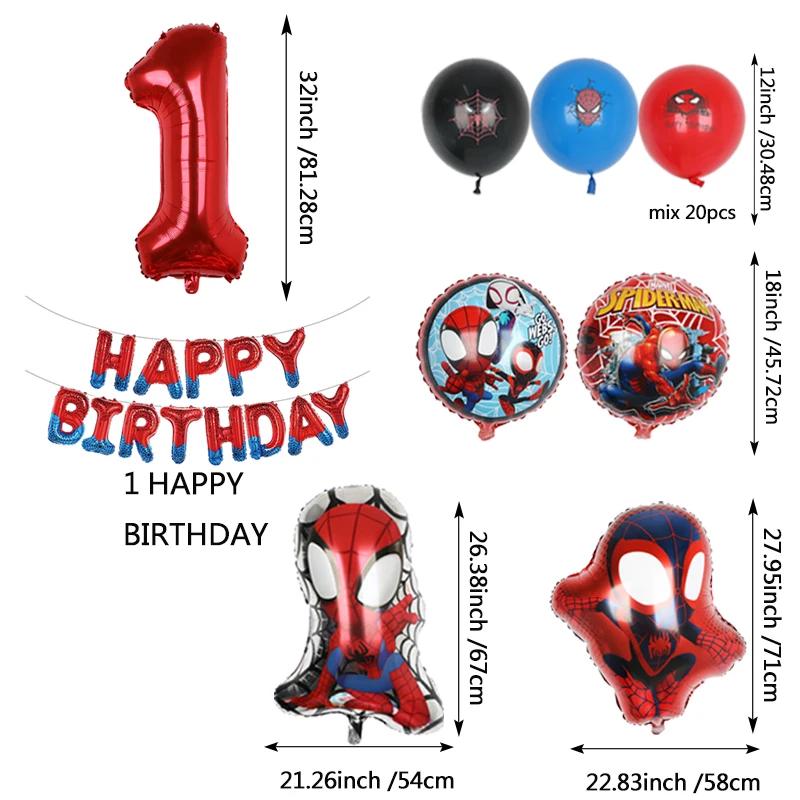 1set Spiderman Balloon Red Spiderman And Friends Aluminum Foil Balloon Baby Shower 1-9 Years Birthday Party Decorations Kids Toy
