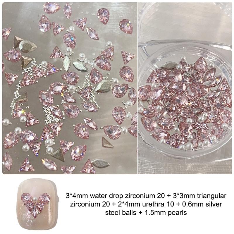 1Box Love Butterfly Zircon Diamond Super Flash Material Package Set Flat Bottom Inverted Edge Nail Accessories Small Accessories