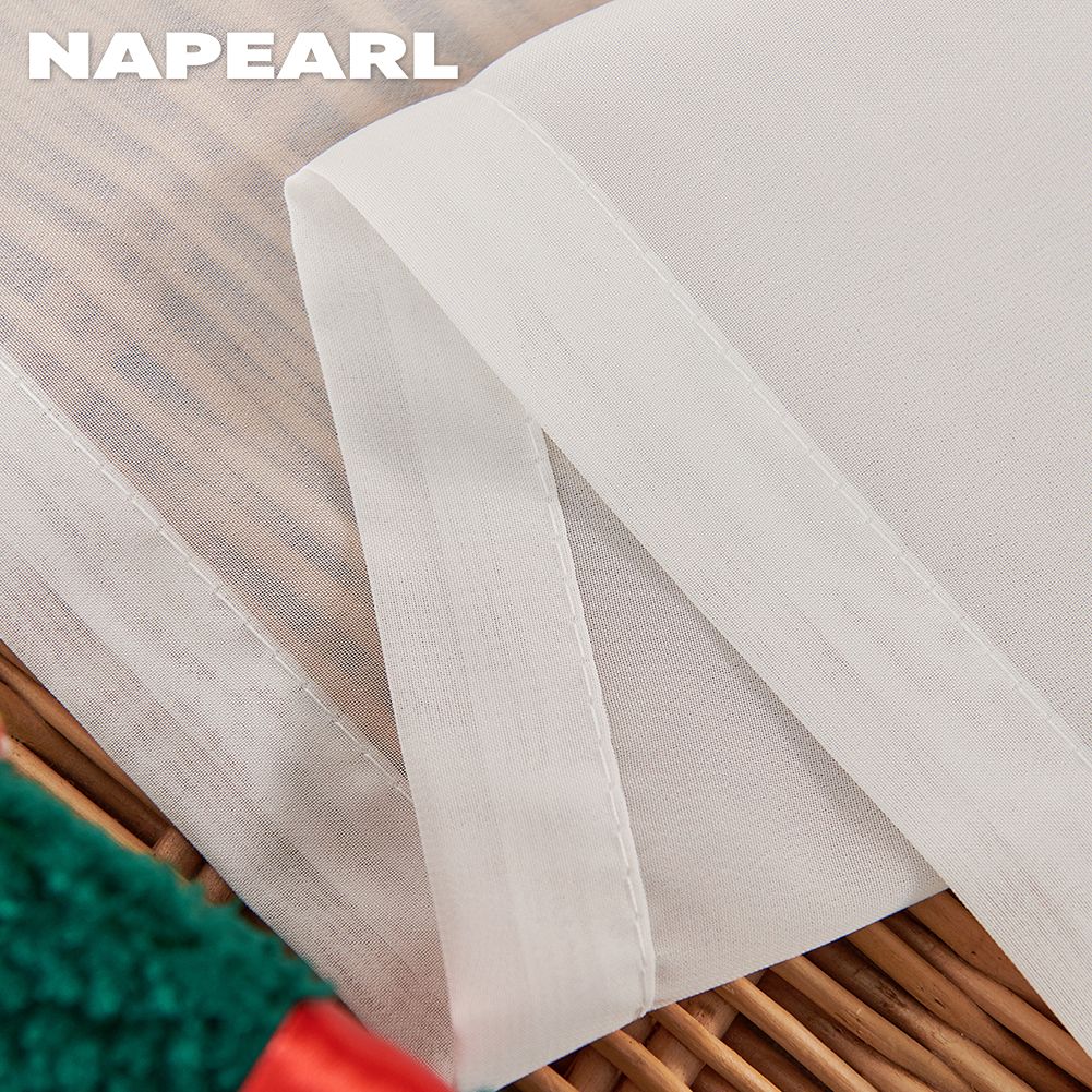 1PC NAPEARL Christmas Style Sheer Curtains Christmas Tree Pattern Printed Tulle for Kitchen Bedroom and Living Room Home Decor