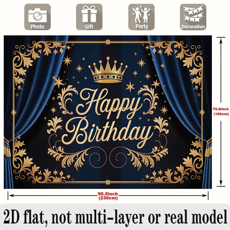 Birthday Party Banner, Elaborate Polyester Backdrop Wall Decor for Celebration