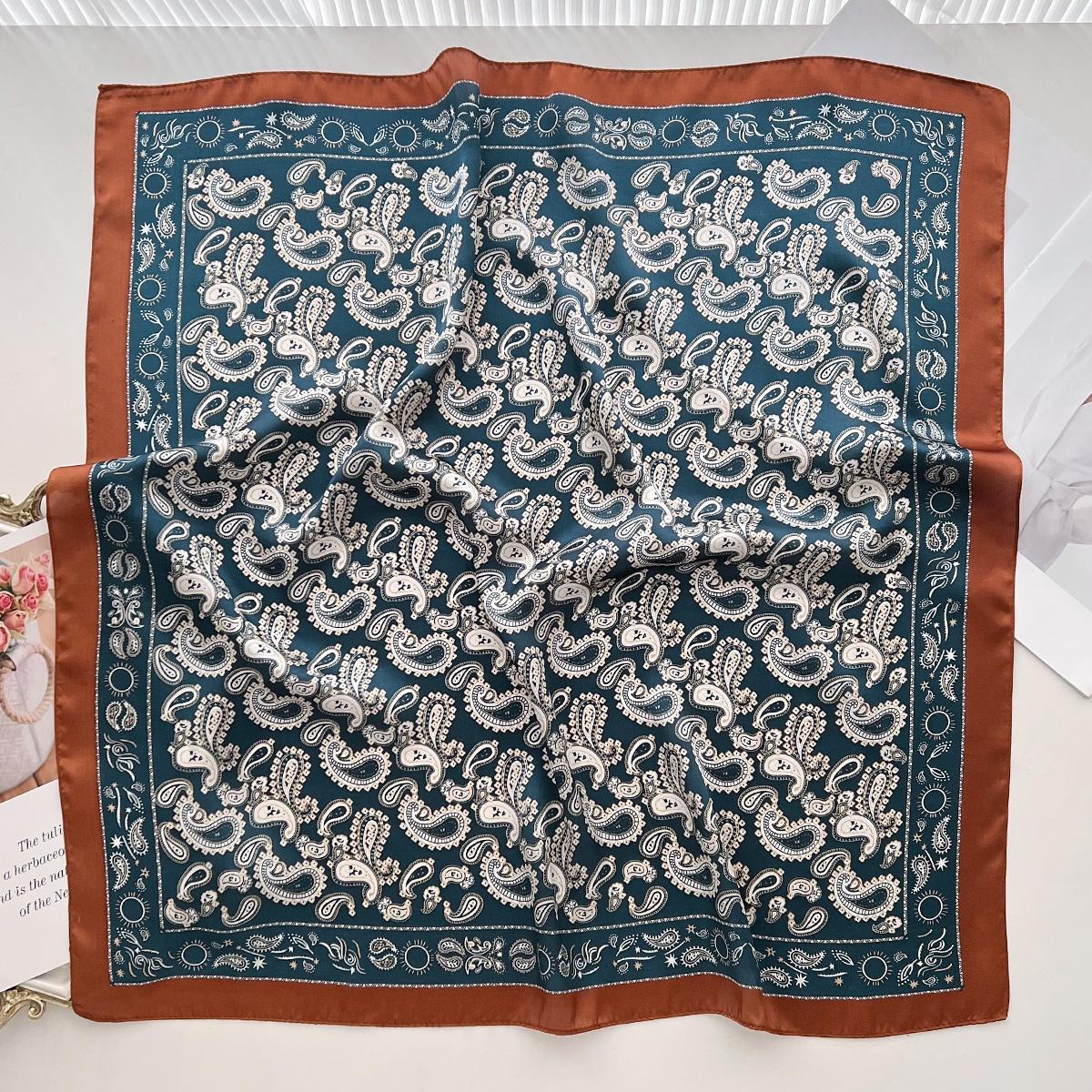 Zhang Ruonan Same Silk Scarf Women S Spring Summer Retro Fashion Cashew Accessories Scarf Neck Small Square Scarf 66cm