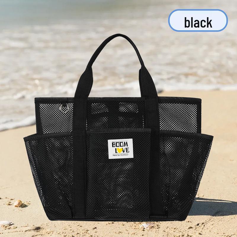 Borsa da Spiaggia in Rete Multicolore con Tasche Multiple - Ideale per Costumi da Bagno e Essenziali da Viaggio