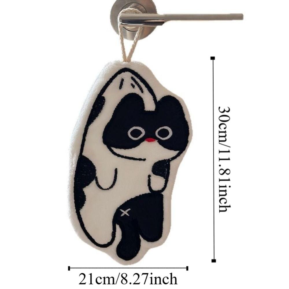 New Cartoon Hand Towel Cute Cat Soft Bathroom Kerchief Strong Water Absorption Coral Fleece Washcloth Kitchen