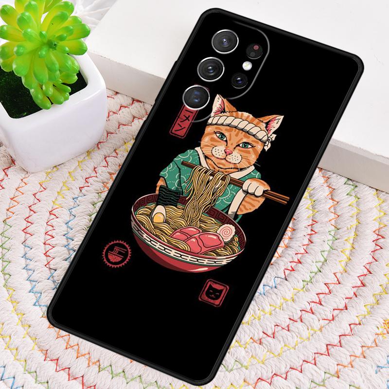 Ramen Katze Japanische Kunst TPU Handyhülle Für Samsung Galaxy note 10 pro S26 S25 S24 S23 S22 Ultra Plus S21 FE S20 Stoßfeste Hülle