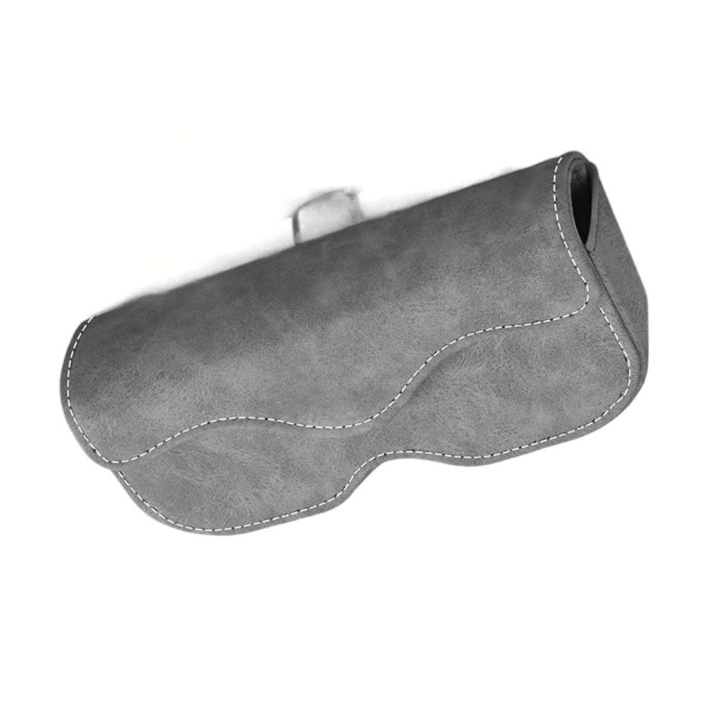 Suede Leather Sun Visor Glasses Case Stable Sunglasses Case Portable Car Glasses Bag  Car  Interior