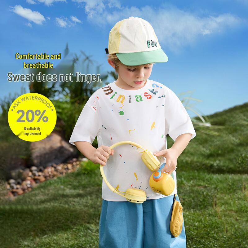 ASK JUNIOR Splash Ink Design Kids Short Sleeve T-Shirt 130