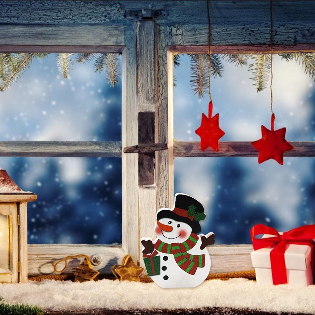 Wood Table Decor Christmas Sign Farmhouse Decorative Cartoon Snowman Card Making Plaque Art Decoration Office Outdoor