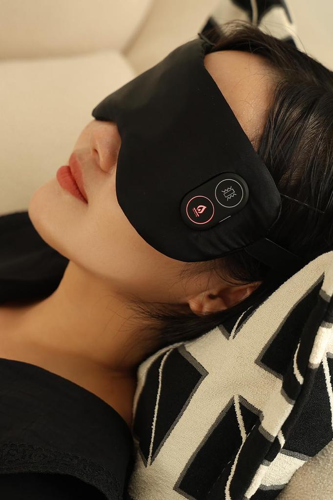 Beemyi Hot Eye Mask USB Rechargeable x Cordless Silk 3 Temperature Levels 7 Vibration Rechargeable Cordless Eye Warmer for Sleeping Blackout Sleep Aid