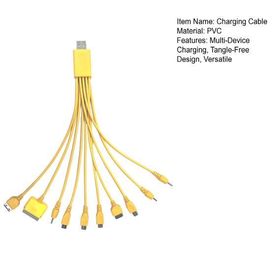 10-in-1 Multi-Device Charging Cable 23cm PVC Tangle-Free Cord Universal High Toughness Data Cable for Most Phone