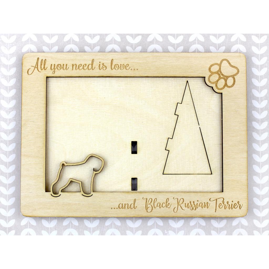 Black Russian Terrier, Chornyi Terrier – Photo frame, engraved wooden frame | Art-Dog