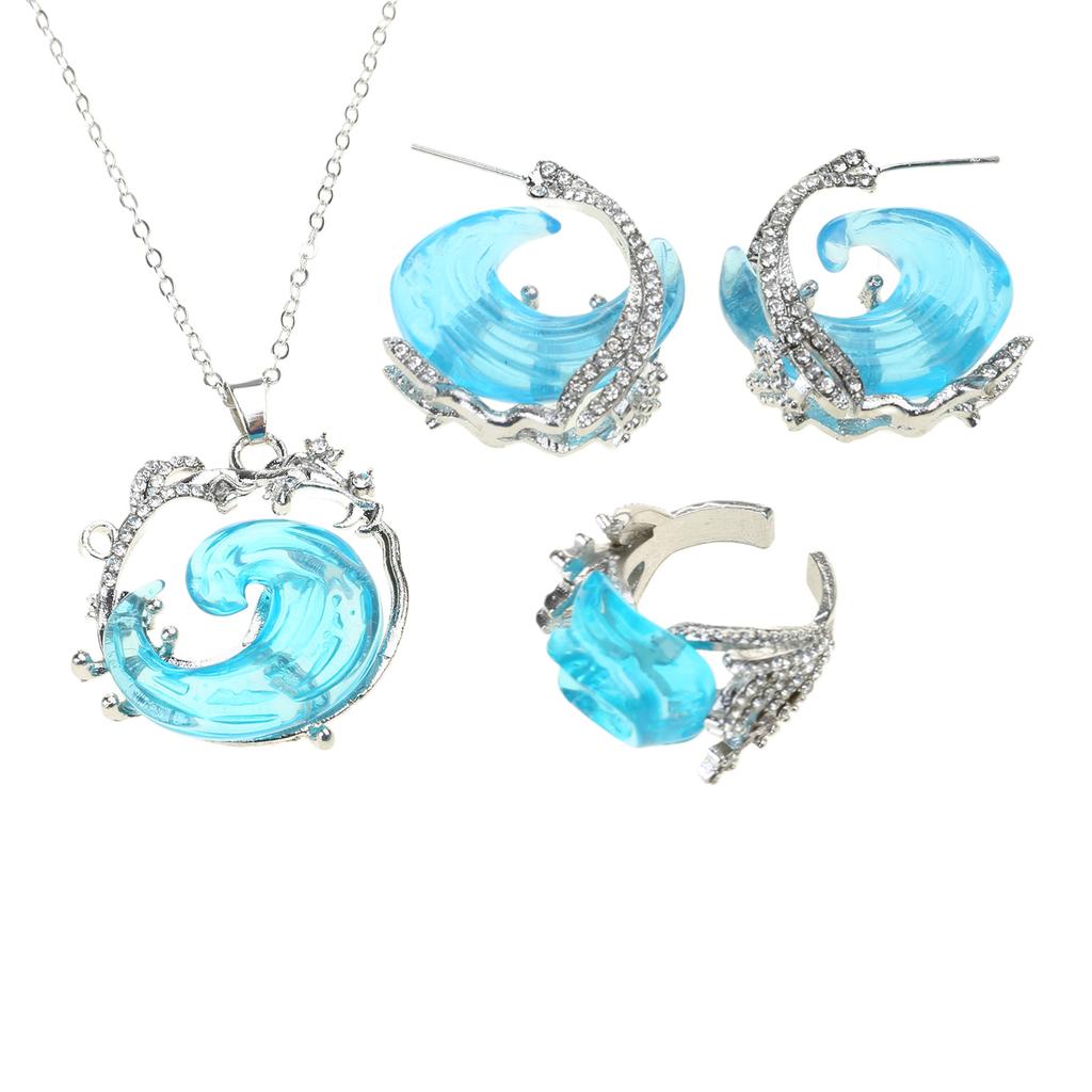 Ocean Friendship Ring Unique Dating Jewelry Set Stylish Ocean Earrings Fashion Pendant Necklace for Daily and Party