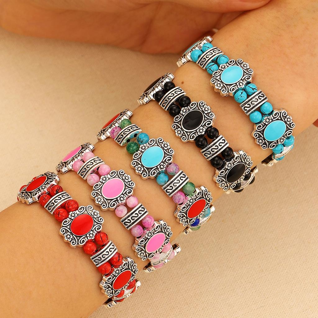 2025 Hot-selling personality retro turquoise bracelet bohemian ethnic style jewelry women's light luxury temperament bracelet