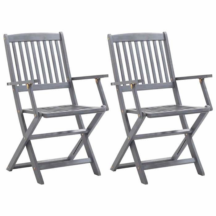VidaXL Set of 2 Outdoor Folding Chairs with Cushions, Patio Seats, Dining Chairs, Patio Furniture 3064482