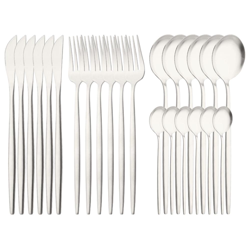 24Pcs Rainbow Cutlery Set 304 Stainless Steel Flatware Silverware Set Knife/Fork/Spoon/Teaspoon Tableware Set for Home
