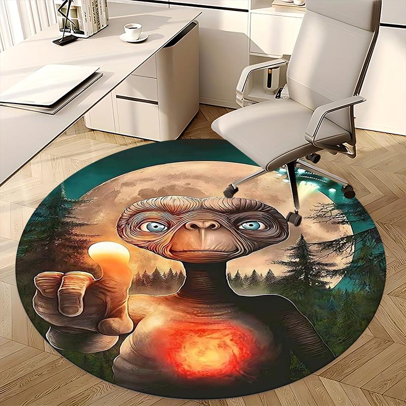 E T Alien,Moonlit Forest Chair Mat Round Rug Office Carpet, Non Slip, Suitable for Living Rooms, Bedrooms,Decor1205718a