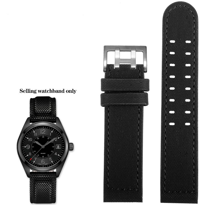 ONENylon +Leather Watchband Strap For Hamilton Kaki Field Aviation H70575733 H71626735 Waterproof Watch Bracelet Male 20mm 22mmMN