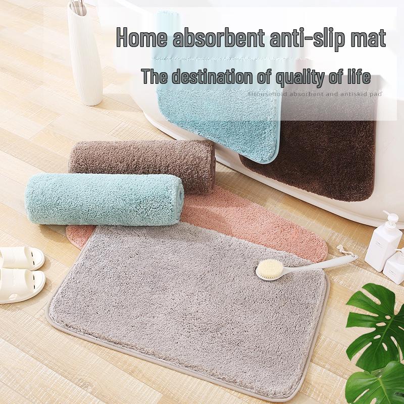 Thickened Anti-Slip Bathroom Floor Mat: Water-Absorbent Plush Doormat for Toilet, Entrance, and Bedroom