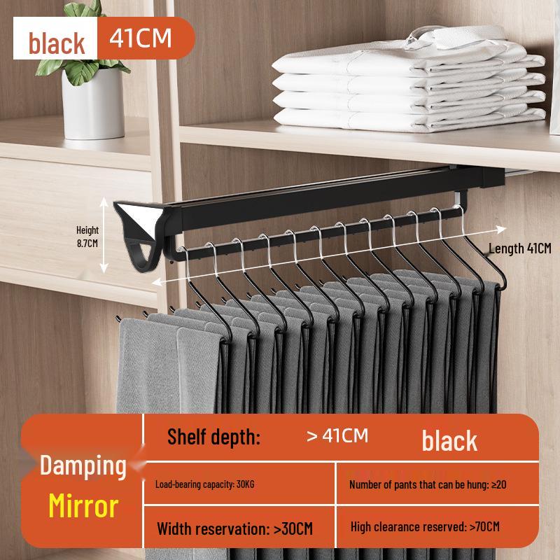 Telescopic Wardrobe Pants Rack with Buffer Drawer Slide & Hanging Rod
