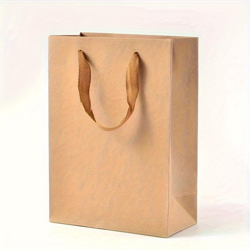 10 ks Obdélníkových kraftových papírových tašek - Opakovaně použitelné dárkové balení s nylonovými šňůrovými uchy - 11,02x7,87x3,94in, Hnědé, na nákupy a umění