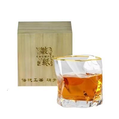 Japanese Edo Designer Crumple Paper Irregular Shape Crystal Faceted Der Whiskybecher Whiskey Whisky Rock Glass Artwork Wine Cup