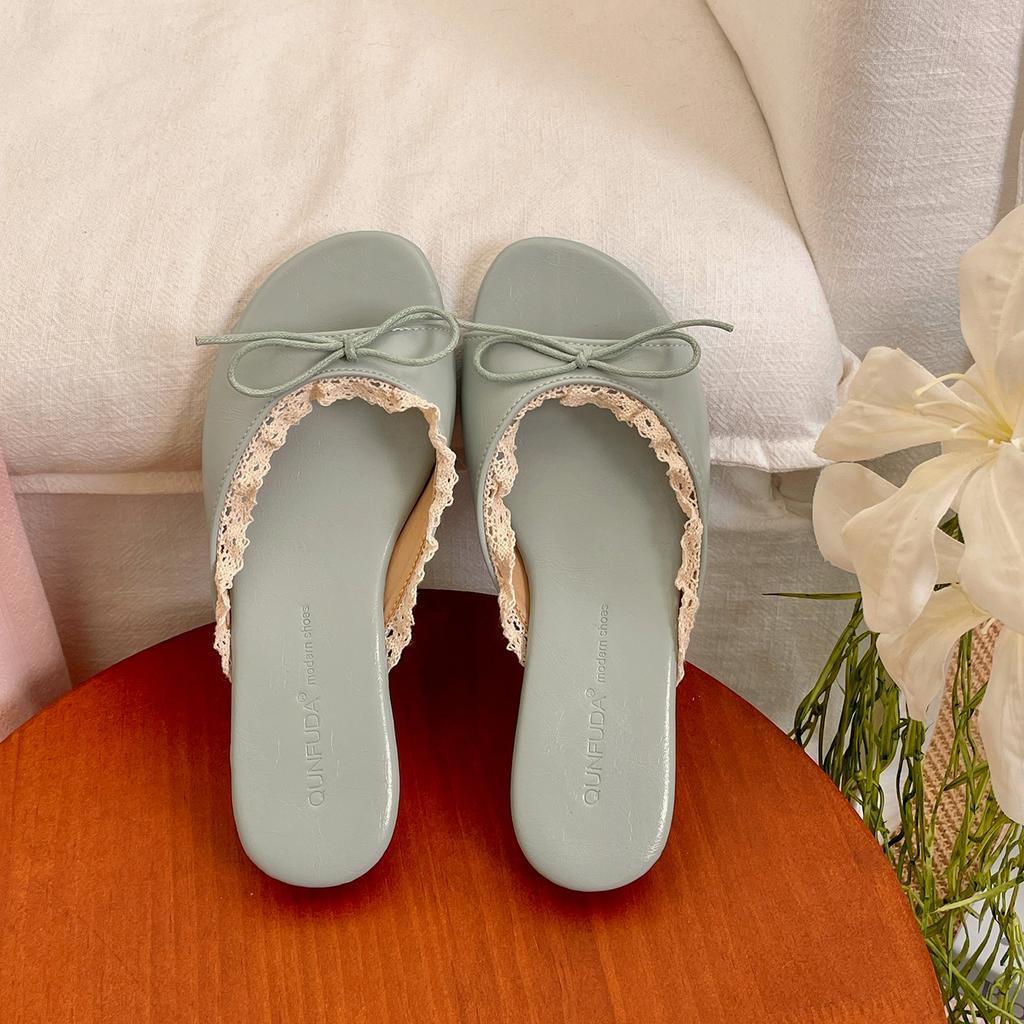 Fairy Wind Non-slip Flat-bottomed One-word Slippers for Summer Wear with Skirts and Cool Slippers