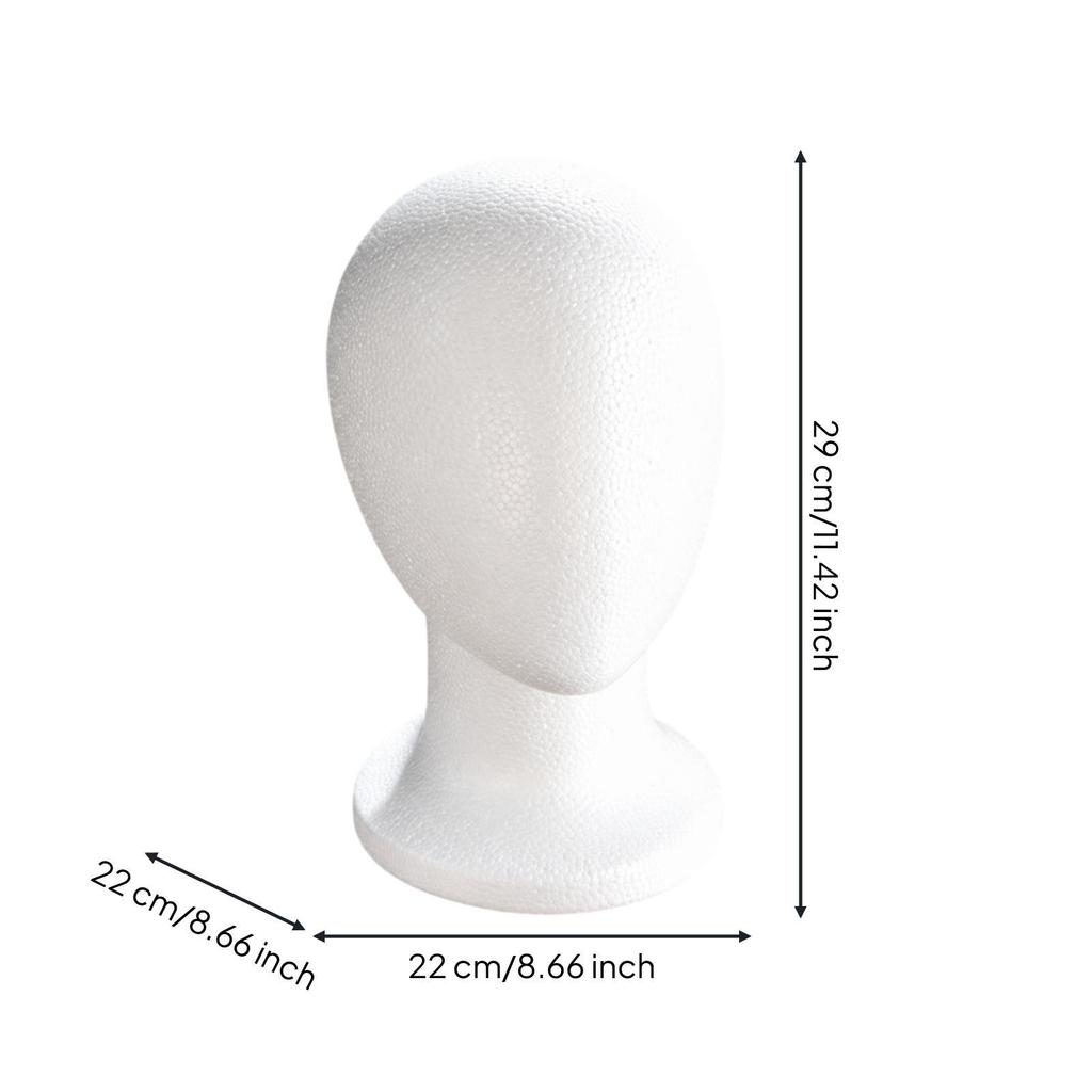 White Foam Mannequin Head with Round Base Smooth Faceless Neck