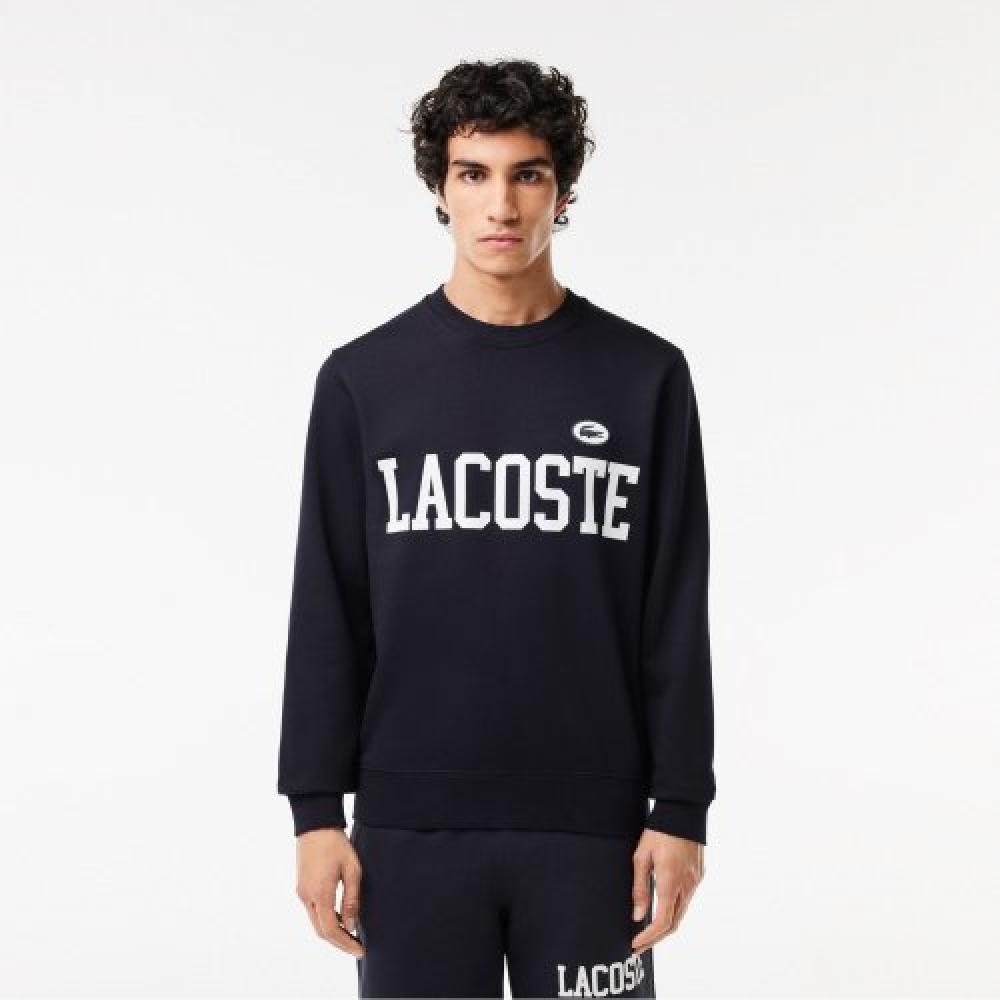 

LacoSte Men S Logo Print Puff Badge Crewneck SweatShirt [dark Navy] 004
