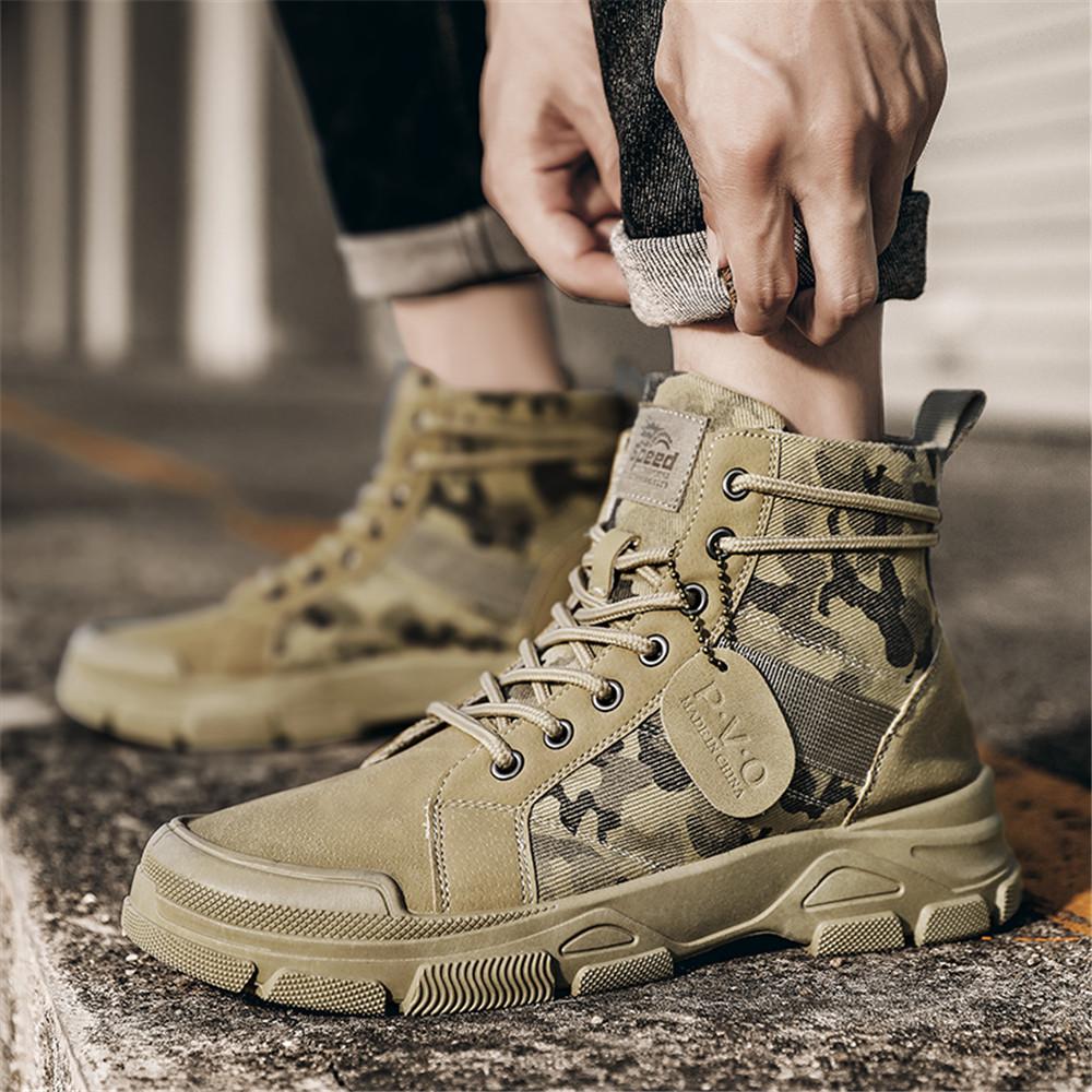 Mens Hiking Boots Versatile Anti-slip Wear-resistant Soft Bottom Combat Boot Outdoor Breathable Commuting Camouflage Boots