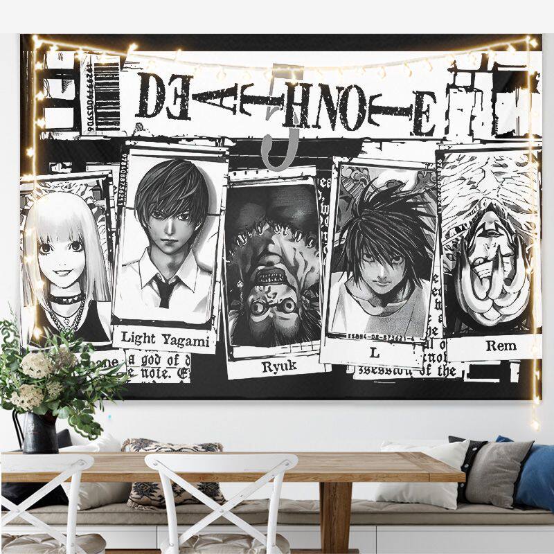 New Hot Japanese Anime Death Note Print Tapestry Wall Hanging Poster Bedroom Backdrop Wall Art Home Decor
