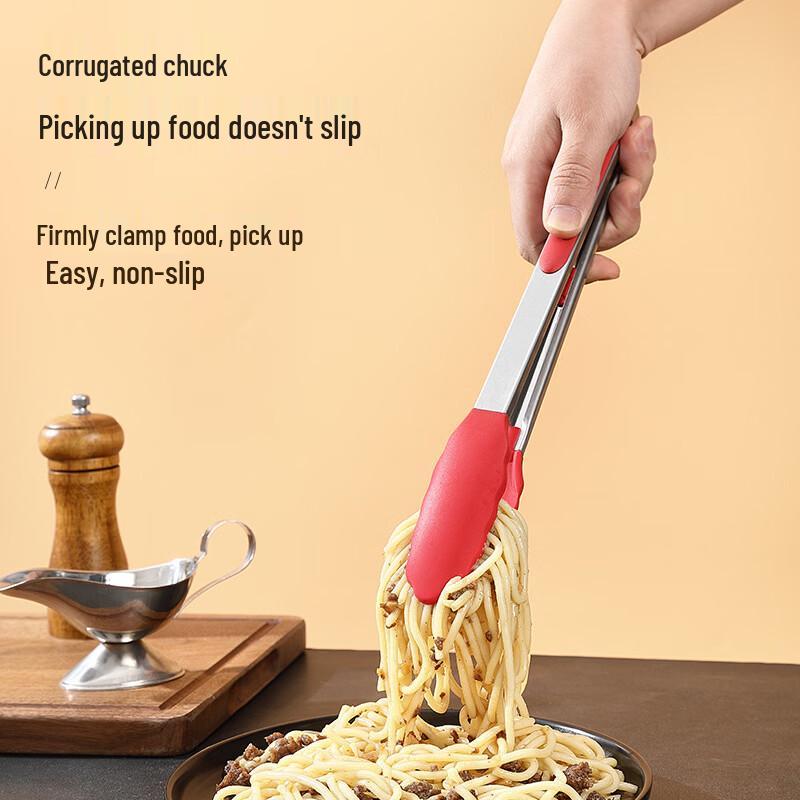 SMVP 14-inch Silicone Tipped Stainless Steel BBQ Tongs (3-Pack)