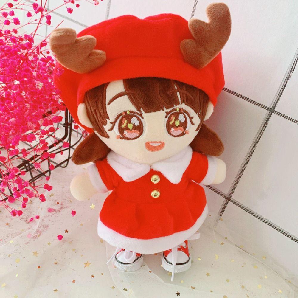 Plush Stuffed Santa Claus Cotton Doll Dress Reindeer Xmas Cotton Doll‘s Clothes  Playing House
