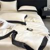 100% Washed Silk Quilt For Summer Embroidery Smooth Ice Cooling Bedspread Silky Blanket For Beds Luxury Summer Comforter For Bed