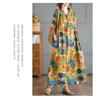 2025 New Retro Printed Loose Belly Shading Mulle Lace Long Sleeve Big Swing Long Dresses