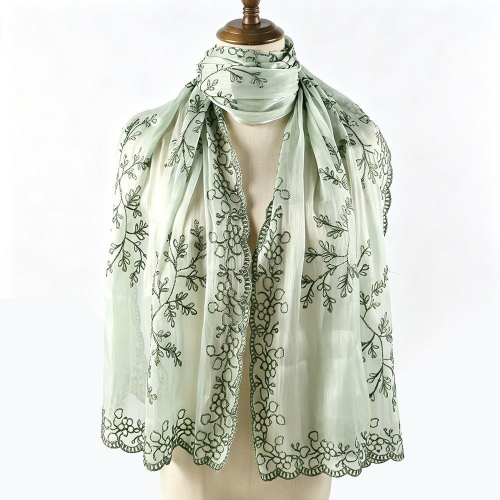 Flowy Sequin Floral Hijab Sparkly Sequin Embroidered Hijab Lace Edge Shawl Wedding Occasion