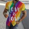 3D Tištěné Barevné Dužinové Tričko pro Muže Letní Ležérní Úzký Střih Krátký Rukáv Lesbické Gay Trička Topy Camisas De Hombre
