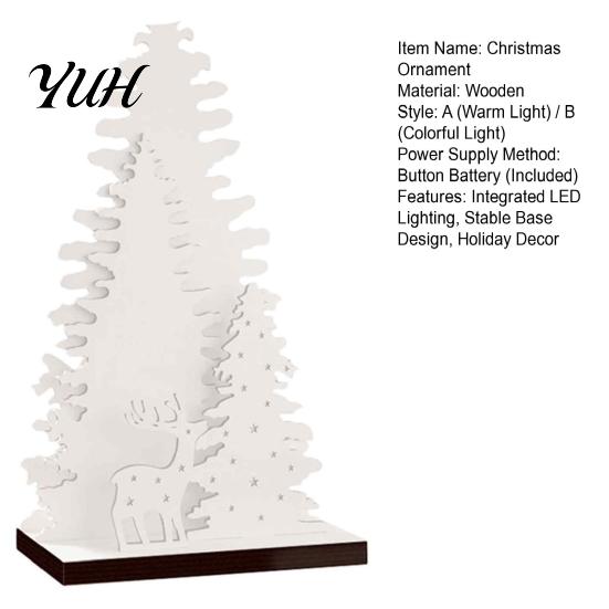 Warm Atmosphere Room Decor LED Wooden Christmas Tree Tabletop Decor, Glowing Hollow Light Up Luminous Ornaments for Holiday Party And Festive