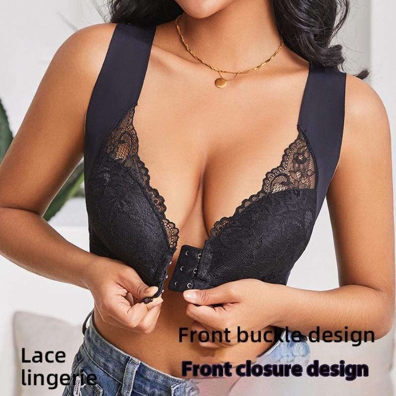 Γυναικείο Δαντελένιο Σουτιέν Μεγάλη Κούπα Μπροστινό Κούμπωμα Εσώρουχα Αθλητικά Τοπ Αμάνικα Χωρίς Ραφές M-2XL Ευρωπαϊκό Μέγεθος