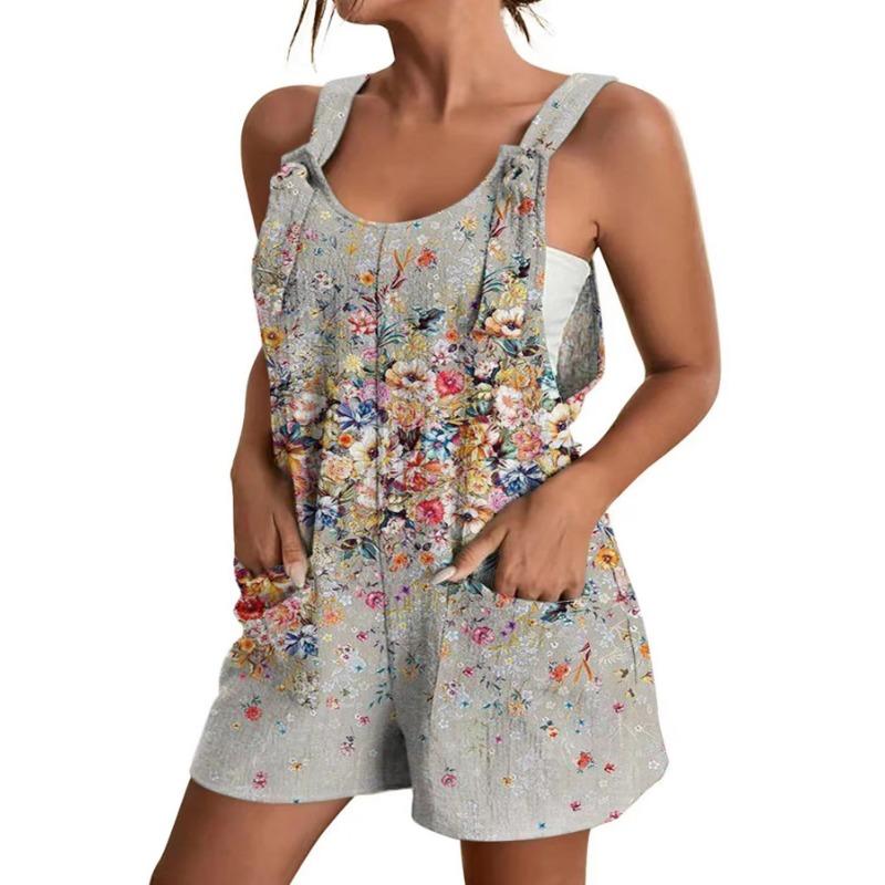 

Женские новые повседневные шорты с принтом и карманом-халтер, цельные брюки XL серый