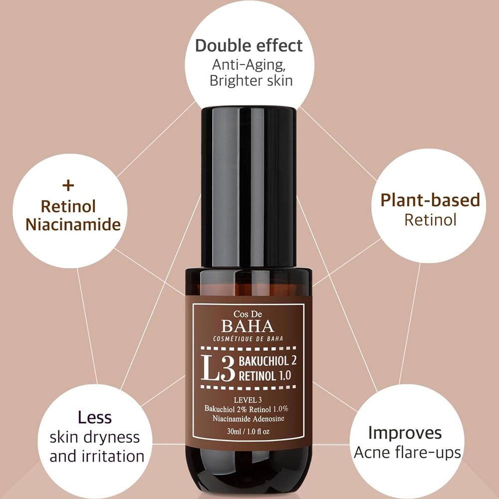 Cos De BAHA L3 Bakuchiol 2% Retinol 1% Ampoule Serum 30ml