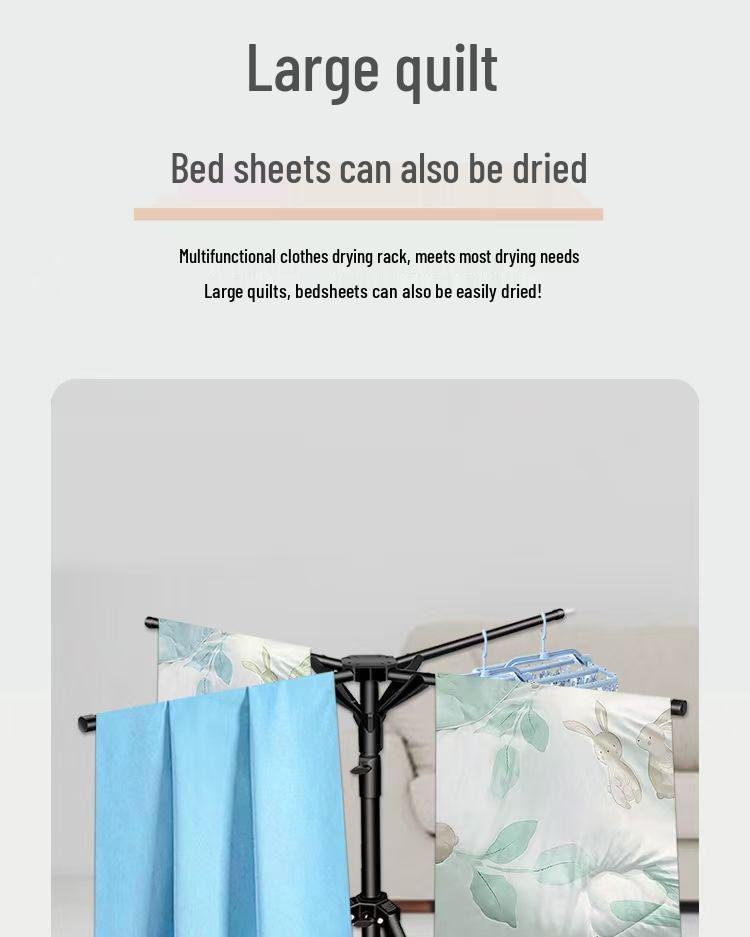 Compact Foldable Clothes Drying Rack - Space-Saving Balcony & Floor Stand for Simple Hanging