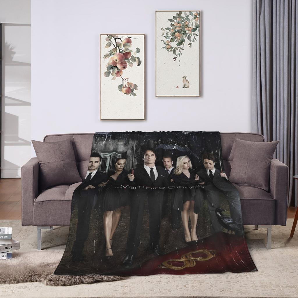 The Vampire Diaries Damon salvatore Throw Blanket Flannel Bedspread For Couch Bed Graphic Sofa Bed Cover
