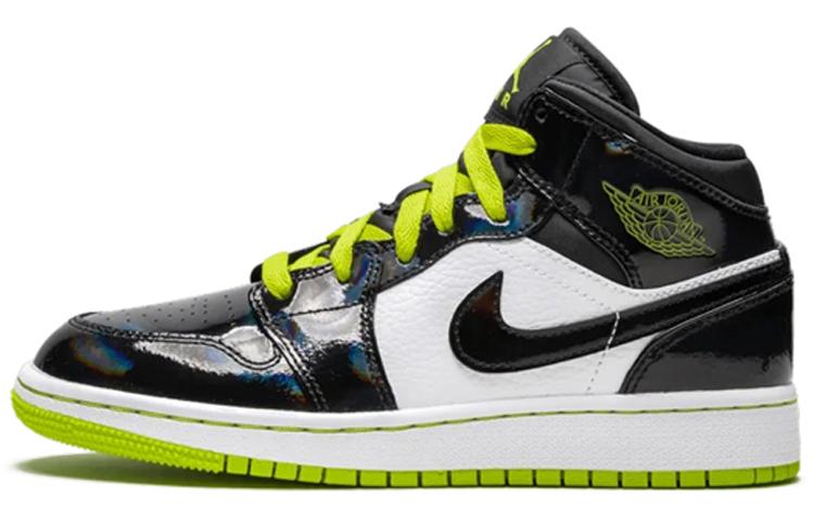 Jordan 1 Mid Черный Кибер Мистический Зеленый GS BQ6931-003 36