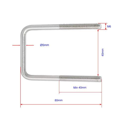 Aopin Square U-Bolts, 1.57" (40mm) Inner Width U-Bolt Brackets, 304 Stainless Steel, M6 Nuts, Plates, and Washers for Automotive/Car/Trailer Bumpers,