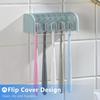 A Covered 5-slot Toothbrush Holder Self-adhesive Wall Toothbrush Storage Rack Plastic Bathroom Supplies