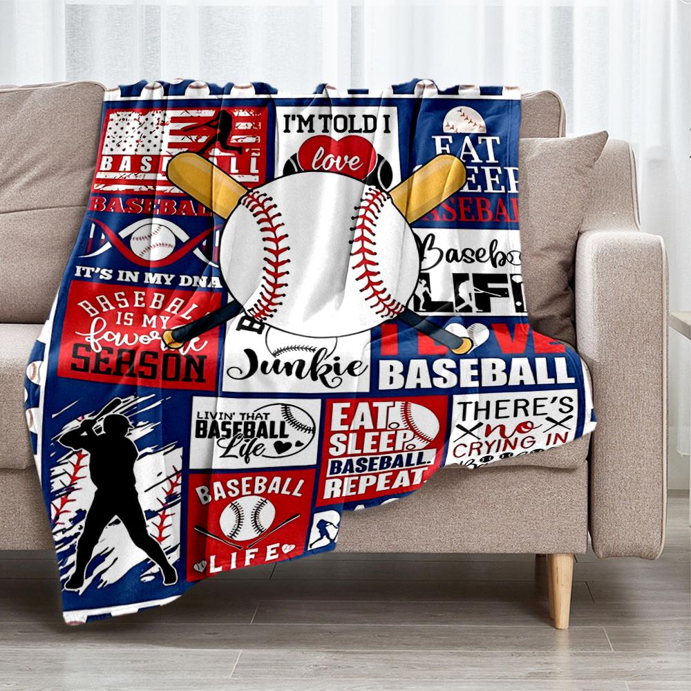 Baseball Theme Printed Blanket - Perfect for Couch, Bed, Travel & Outdoor Use | Machine Washable, Cozy & Durable.